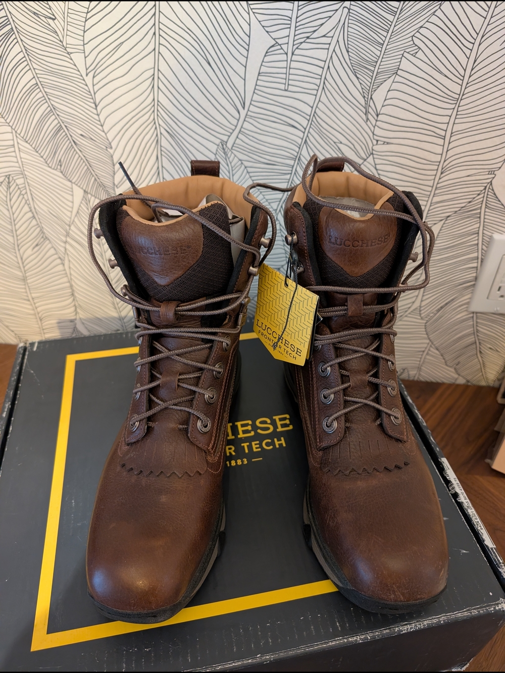 Lucchese Brown Men's Leather Work Boots
